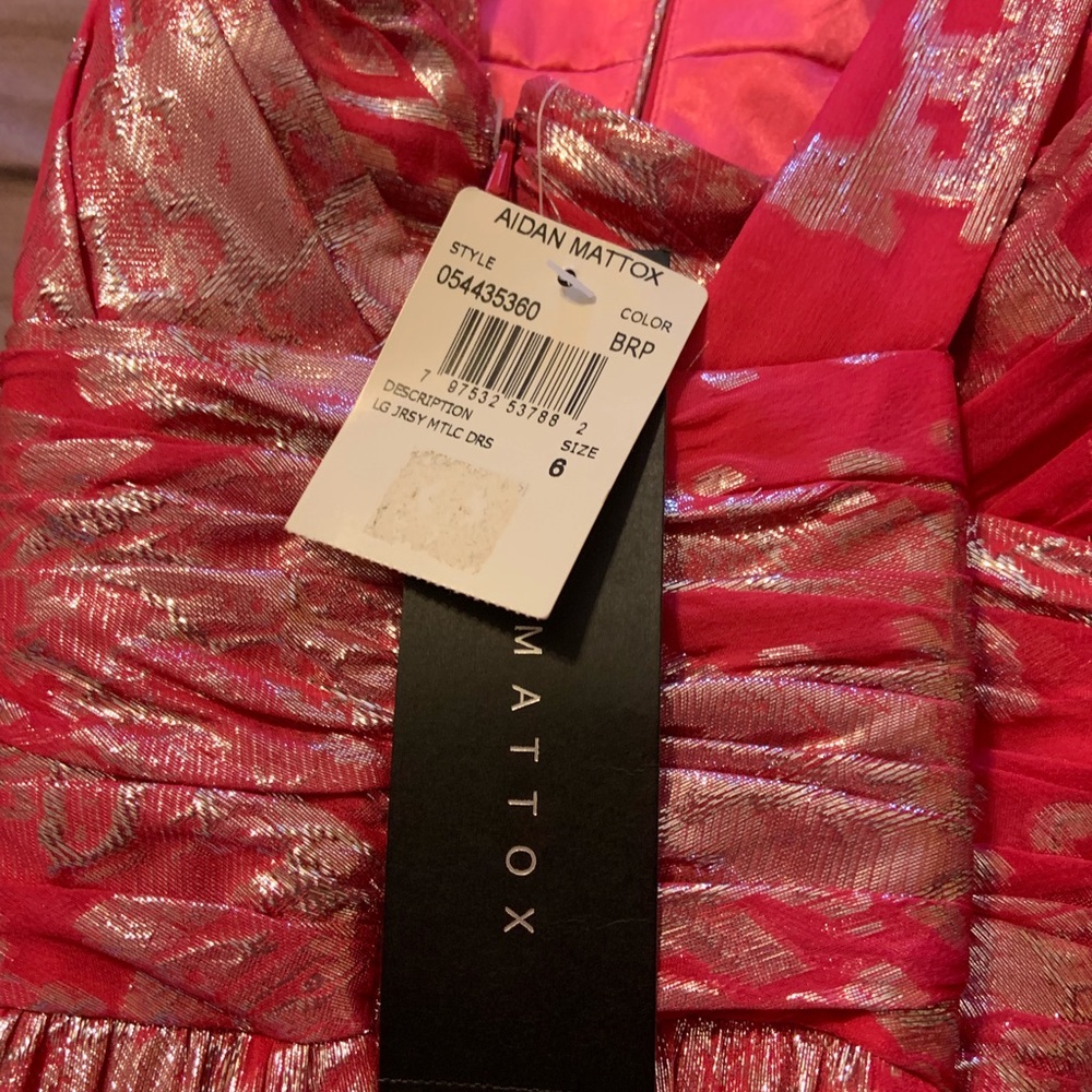 NWT Aidan Mattox Metallic Print Halter Gown size 6 - Picture 4 of 5